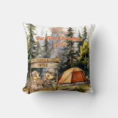 Eerste Kerstmis Buitenlustig Koppel Nieuwgetrouwd Kussen (Voorkant)