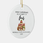 Eerste Kerstmis Chipmunk Familie van Vier Keramisch Ornament (Rechts)