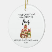 Eerste Kerstmis Chipmunk Familie van Vier Keramisch Ornament (Links)