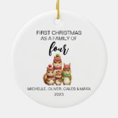 Eerste Kerstmis Chipmunk Familie van Vier Keramisch Ornament (Achterkant)