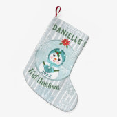 Eerste Kerstmis Custom Baby Meisje Sneeuwman Kleine Kerstsok (Voorkant (Hangend))