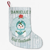 Eerste Kerstmis Custom Baby Meisje Sneeuwman Kleine Kerstsok (Voorkant)