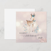 Eerste Kerstmis, Cute Deer Holiday (Voorkant / Achterkant)