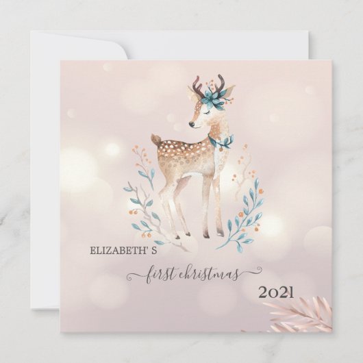 Eerste Kerstmis, Cute Deer Holiday (Voorkant)