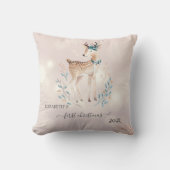 Eerste Kerstmis, Cute Deer Holiday Kussen (Voorkant)