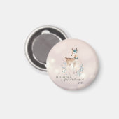 Eerste Kerstmis, Cute Deer Holiday Magneet (Voorkant / Achterkant)