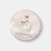 Eerste Kerstmis, Cute Deer Holiday Magneet (Voorkant)