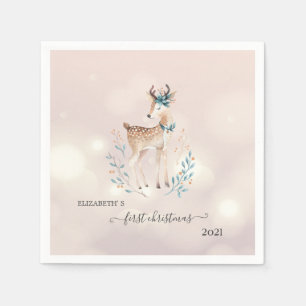 Eerste Kerstmis, Cute Deer Holiday Servet