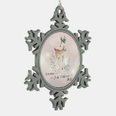 Eerste Kerstmis, Cute Deer Holiday Tin Sneeuwvlok Ornament (Links)