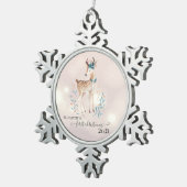 Eerste Kerstmis, Cute Deer Holiday Tin Sneeuwvlok Ornament (Rechts)