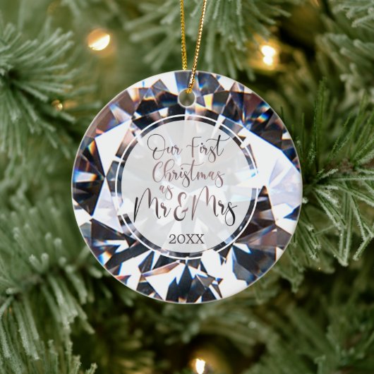 Eerste Kerstmis de heer Diamond Foto gepersonalise Keramisch Ornament (Boom)