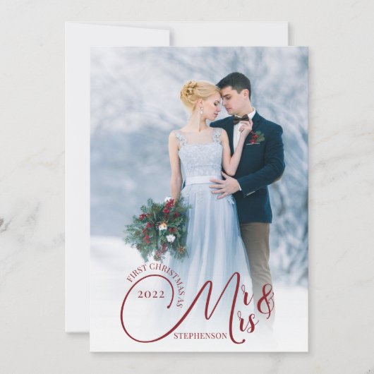 Eerste Kerstmis, de heer en mevrouw 2 Foto Uw groe Feestdagenkaart (Voorkant)