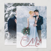 Eerste Kerstmis, de heer en mevrouw 2 Foto Uw groe Feestdagenkaart (Voorkant / Achterkant)