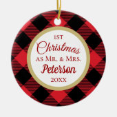 Eerste Kerstmis, de heer en mevrouw Buffalo Play. Keramisch Ornament (Voorkant)