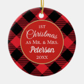 Eerste Kerstmis, de heer en mevrouw Buffalo Play. Keramisch Ornament (Voorkant)