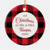 Eerste Kerstmis, de heer en mevrouw Buffalo Play. Keramisch Ornament (Voorkant)