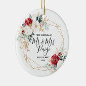 Eerste Kerstmis, de heer en mevrouw Couple Ceramic Keramisch Ornament (Rechts)