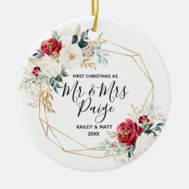 Eerste Kerstmis, de heer en mevrouw Couple Ceramic Keramisch Ornament