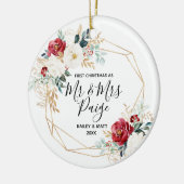 Eerste Kerstmis, de heer en mevrouw Couple Ceramic Keramisch Ornament (Links)