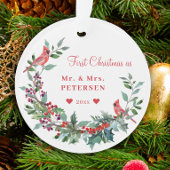 Eerste Kerstmis: de heer en mevrouw floral elegant Ornament