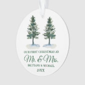 Eerste Kerstmis, de heer en mevrouw Waterverf Two  Ornament (voorkant)