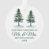 Eerste Kerstmis, de heer en mevrouw Waterverf Two  Ornament (voorkant)