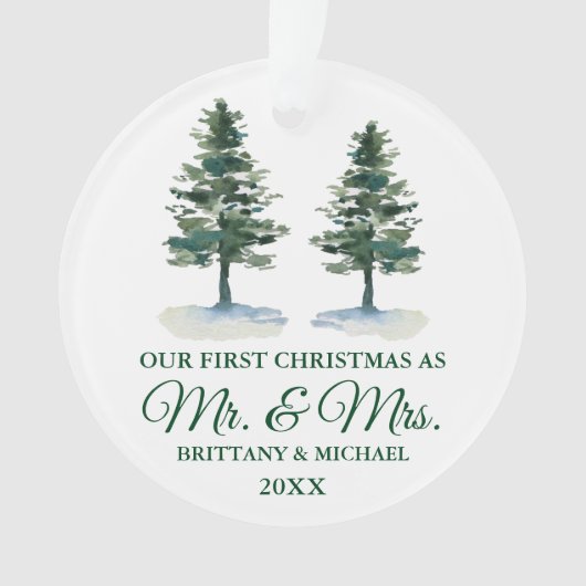 Eerste Kerstmis, de heer en mevrouw Waterverf Two  Ornament (voorkant)