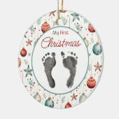  eerste kerstmis de Prints van je baby Keramisch Ornament (Links)