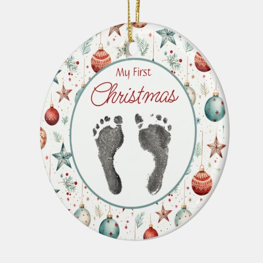  eerste kerstmis de Prints van je baby Keramisch Ornament (Links)