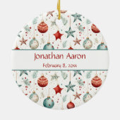  eerste kerstmis de Prints van je baby Keramisch Ornament (Achterkant)