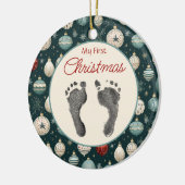 eerste kerstmis de Prints van je baby Keramisch Ornament (Links)