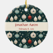  eerste kerstmis de Prints van je baby Keramisch Ornament (Achterkant)