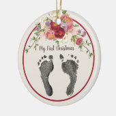 Eerste Kerstmis De Voetafdruk van Uw Baby Rode Blo Keramisch Ornament (Links)