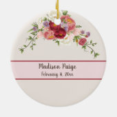 Eerste Kerstmis De Voetafdruk van Uw Baby Rode Blo Keramisch Ornament (Achterkant)