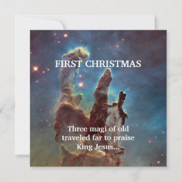 Eerste Kerstmis Drie Magi van Oud Reizen Ver Notitiekaartje