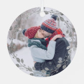 Eerste Kerstmis echtgenoot vrouw zilveren krans fo Metalen Ornament (Achterkant)