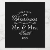 Eerste Kerstmis Elegant Wijn Etiket (Enkel label)