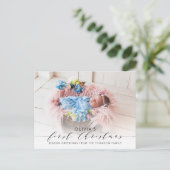 Eerste Kerstmis Elegante Foto Hand-Lettered Briefkaart (Staand voorkant)
