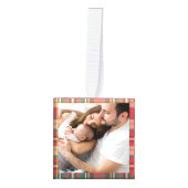 Eerste Kerstmis Familie Foto's Rustiek Plaid Decoratie (Voorkant)