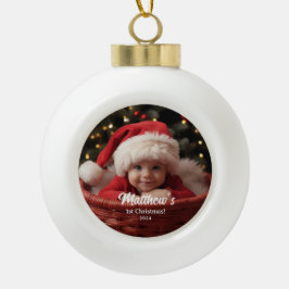Eerste Kerstmis Familie  Sneeuwvlok Keramische Bal Ornament