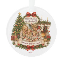 Eerste kerstmis Familie van 4 op maat gemaakte Ker