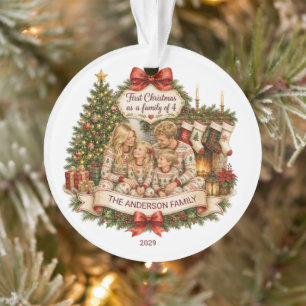Eerste kerstmis Familie van 4 op maat gemaakte ker Ornament