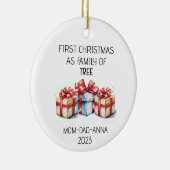 Eerste Kerstmis Familie van Boom Cadeaus Keramisch Ornament (Rechts)