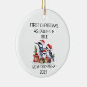 Eerste Kerstmis Familie van Boom Woodpeckers Vogel Keramisch Ornament (Rechts)