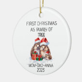 Eerste Kerstmis Familie van Boomegels Keramisch Ornament (Links)