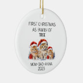 Eerste Kerstmis Familie van Boomkatten Keramisch Ornament (Rechts)