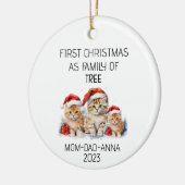 Eerste Kerstmis Familie van Boomkatten Keramisch Ornament (Links)