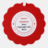 Eerste Kerstmis familie van drie bessen border fot Ornament Kaart (Achterkant)