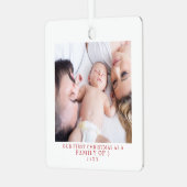 Eerste Kerstmis Familie van Drie Foto Metalen Ornament (Voorkant links)