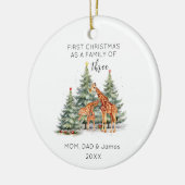 Eerste Kerstmis Familie van Drie Naam Schattigee G Keramisch Ornament (Links)
